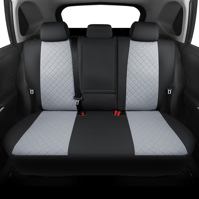 GIANT PANDA Customized Full Set Car Seat Covers Fit for Toyota Rav4 2019 2020 2021 2022 2023 2024 2025 Rav 4 Hybrid(XLE/LE/XLE Premium/Limited),Front & Rear/Back accessories, Faux Leather (Black+Grey)