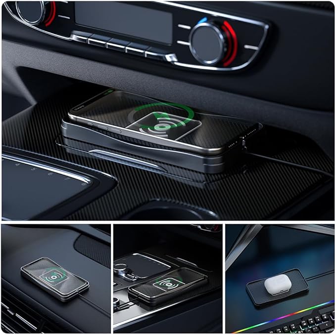 Wireless Car Charger Pad for Toyota Prius 2001-2026, Type-C/USB 20W Car Wireless Charger Non-Slip Phone Charging Pad Car Accessories,A 30cm Cable Type-C Plug
