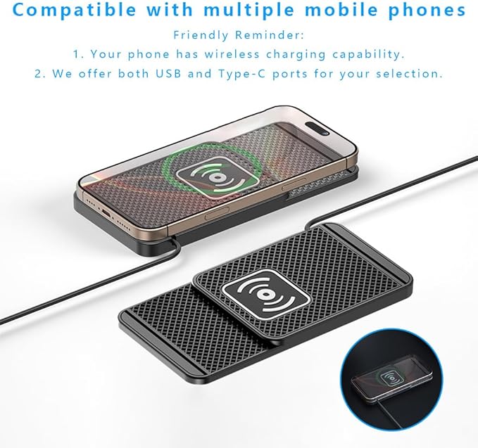 Wireless Charging Pad for Car for Ineos Automotive Grenadier 2023-2025, Non-Slip Type C/USB 20W Fast Phone Charging Pad DIY Trim-to-Fit No Interior Damage,B&Type-C