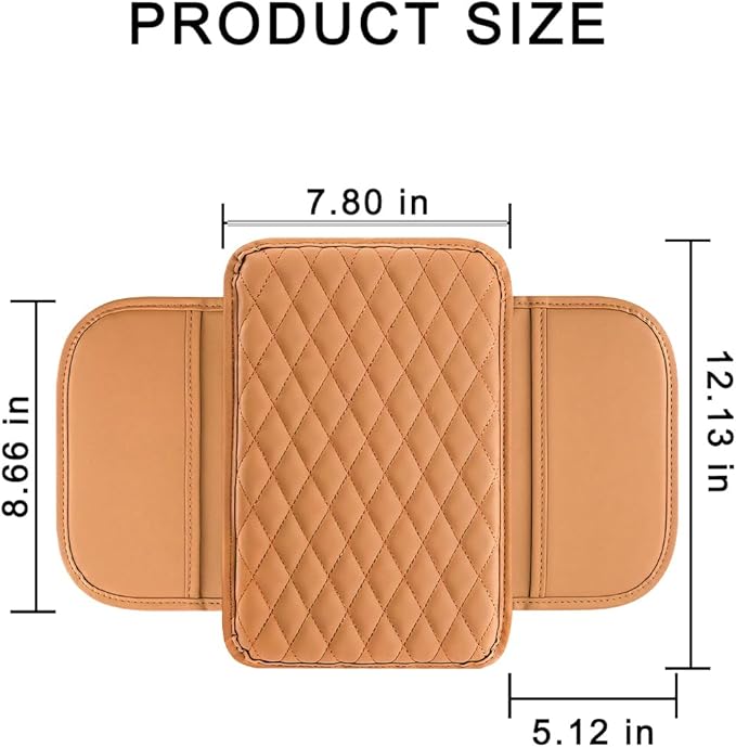 Mandark Car Center Console Cover, Microfiber Leather Vehicle Armrest Protector Cushion with 2 Storage Bags, Auto Interior Arm Rest Seat Box Pad Accessories, Universal for SUV, Sedan, Truck (Orange)