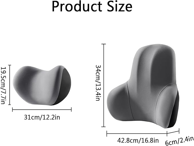 Car Headrest & Lumbar Support Cushion, Car Headrest Pillow, Ergonomic Car Seat Lumbar Cushion for Pain Relief, Memory Foam & Breathable Removable Cover, Car Neck Pillow for Driving, Traveling (Brown)