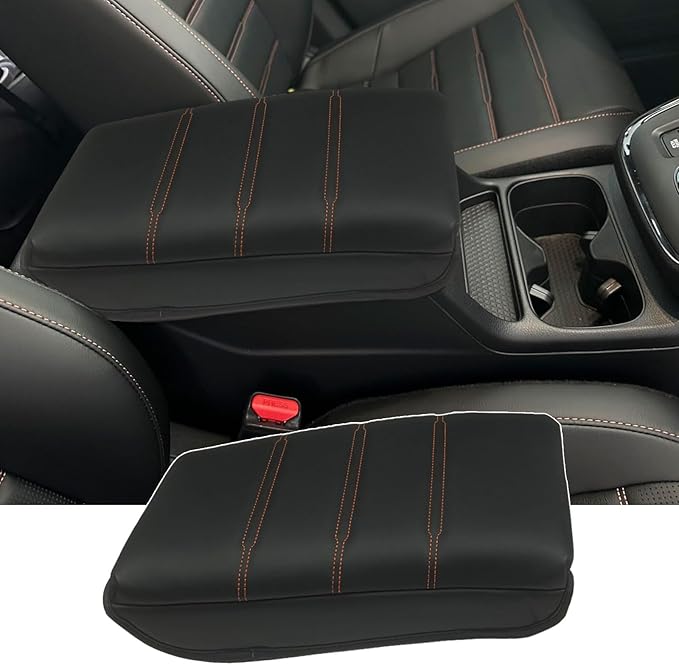 Center Console Cover for 2023 2024 2025 Honda CR-V LX/EX/EXL/Sport/Sport-L/Sport Touring Hybrid, Armrest Lid Cushion Leather Protector Interior Accessories (Black/Extra Thick)