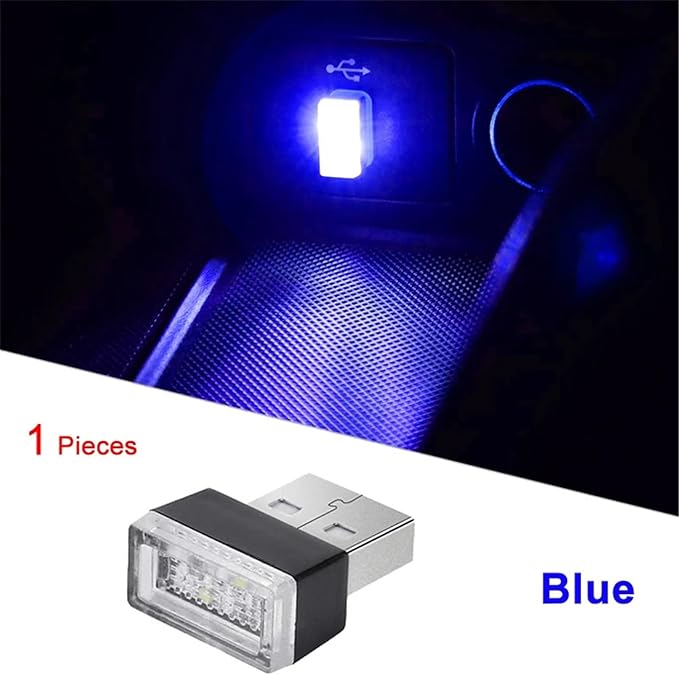1/4/10 PCS USB LED Light Car Interior Styling Atmosphere Decorative Lamps Mini Universal Portable Ambient Lighting Kit Red Bule(10 PCS_Blue)