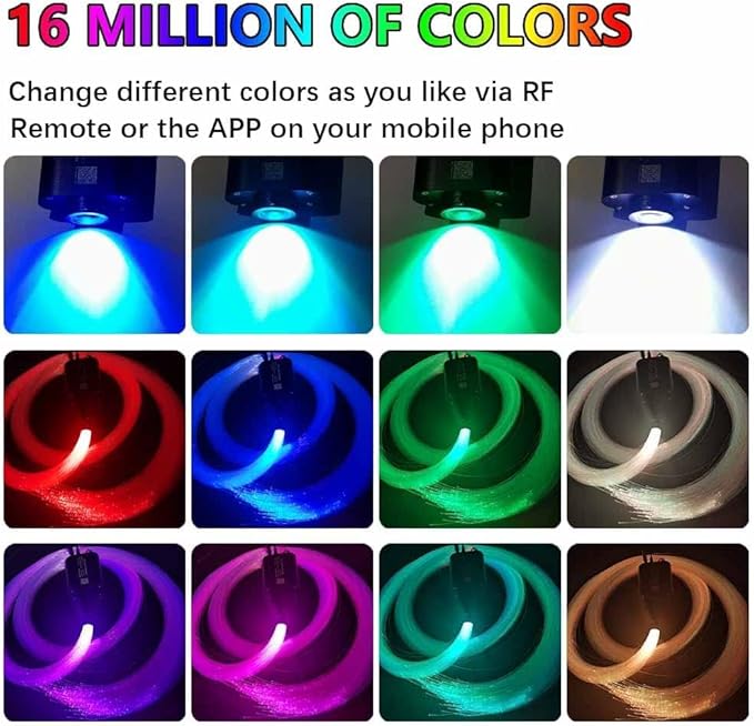 Firework 16W RGBW Fiber Optic Lights Star Ceiling Light Kit with Fiber Optical 460pcs 0.03in 9.8ft/3m - APP/Remote Control + Music Mode Sound Sensor Light Source for Bedroom, Home Theater & Car Decor