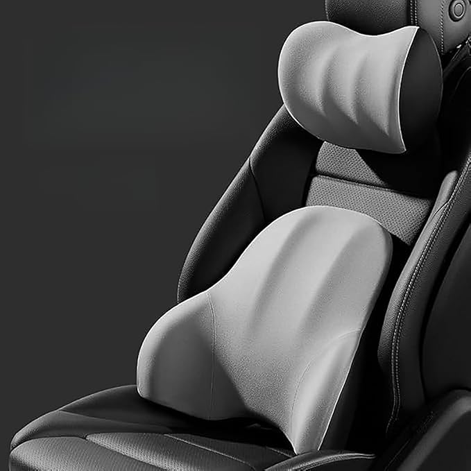 Car Headrest Lumbar Support Cushion for Toyota RAV4 5.Generation RAV4 Hybrid PHEV/RAV4 Prime 2018-2022, Ergonomic Seat Headrest Cushion for Neck Back Pain Relief Memory Foam Breathable Removable Cover