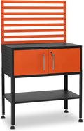 MCombo Metal Workbench for Garage, Adjustable Worktable with Storage Cabinet for Home Office, Basements, Bench-81 (Orange)