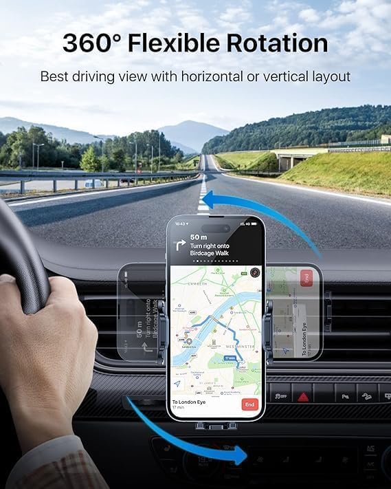 andobil 2026 Upgraded Car Phone Holder Mount, Military-Grade Phone Holders for Your Car Vent Stable Metal Clip Universal 360° Cell Phone Car Mount for iPhone 17 Pro Max 16/15/14/13/12/ Samsung, Purple