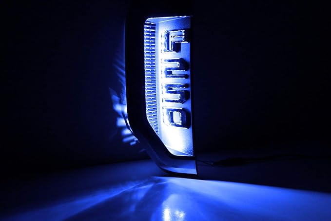 iJDMTOY Ultra Blue LED Background Illumination Kit Compatible with 2017-2021 Ford F250 F350 F450 Super Duty Side Fender Chrome Emblem
