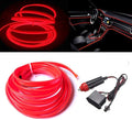 MaxLax El Wire Red Interior Car LED Strip Lights, 10m neon Wire 12V with Fuse Protection for Automotive Car Interior Decoration with 6mm Sewing Edge