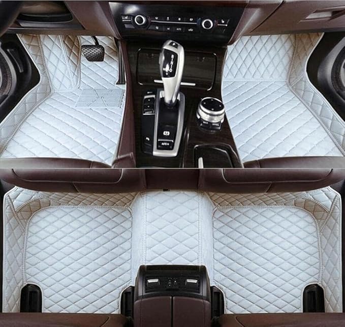 Custome Car Mats Accessories All Weather Floor mats Compatible with Automotive Floor Mats Passenger car mats (White)