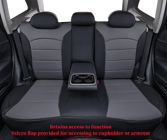 coverdream Forester Car Seat Covers Custom Fit for 2009-2013 Subaru Forester Seat Covers,Rear Seat W/Cup Holder,Full Coverage Waterproof Leather Seat Protector(Full Set,Black/Gray)