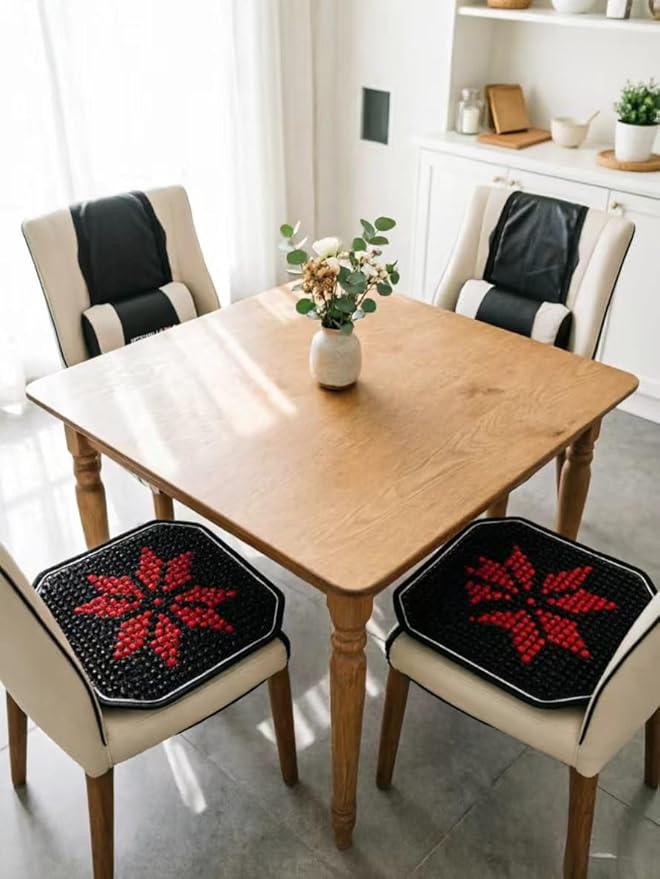 Thicken Car Beads Seat Cover, Cooling Seat Cover Wooden Bead Cool Cushion Mat, Large Black Red Wooden Beads Chair Cushion Pad for Home Office Gift for Husband Wife