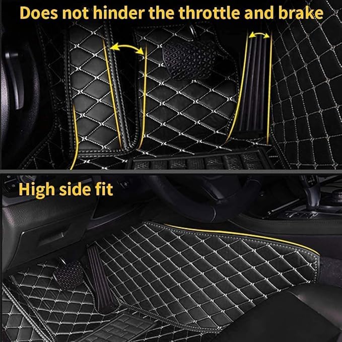 Custom Making Car Floor Mats Compatible for 2000-2025 All Mode Sedan SUV Sports Car Full Coverage Cute Pads Protection Non-Slip Leather Floor Liners (Red)