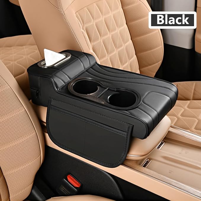 Car Armrest Cushion for Kia EV6 2021-2025,Multifunctional Car Armrest Heightening Pad,Microfiber Leather Car Armrest Cover Cushion,Auto Center Console Pad,Black