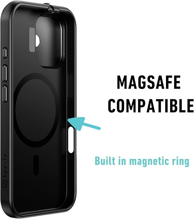 Spy-Fy iPhone 16 Pro Privacy Case with Camera Covers Front and Rear | Magsafe compatible and Kickstand | Protect Your iPhone and Privacy | 6-Foot Drop Proof | 6,3 Inch | Camera Protection by Valenta
