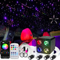 AZIMOM 4Colors 2 in 1 Meteor Twinkle Fiber Optic Starlight Headliner Kits 800pcs 0.03in 9.8ft Fiber Strands,RGB Meteor Shooting Star 240pcs, Sound Remote APP Control Home Ceiling Car Headliner Decor
