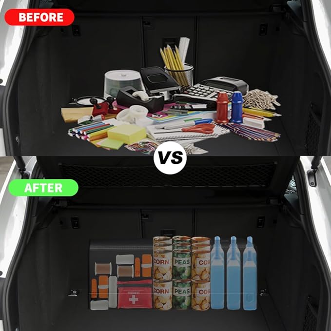 XDV Trunk Organizers, Car Organizers, Storage Solutions, and Car Storage Organizers for SUVs, Sedans, Back Seats, and Luxury Vehicles with Lid, Leather, Small, Large Car shoes box (Plain Black, XXL)