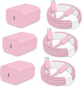 3 Pack AISNI Fast Charger Block Compatible with iPhone 17 16 15 Charger Fast Charging USB C Charger Long Type C Chargers Cord 6 FT for iP17 Air/17 Pro Max/16/15 Pro Max Series and Type C Device-Pink