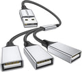 MOGOOD 3 in 1 USB Splitter Cable, Portable USB 2.0 Hub for Charging, Data Transfer, Laptop, Mac