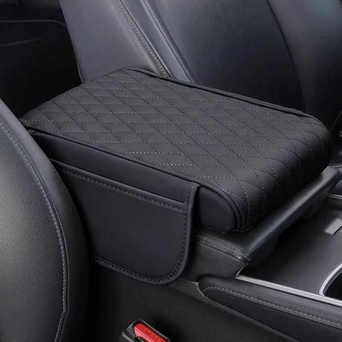 Car Armrest Pad for Ford Bronco Sport (CX430) 2021 2022 2023 2024 2025 2026 Leather Armrest Box Mat Center Console Cushion Pad Universal Armrest Seat Box Cover Protector,Black