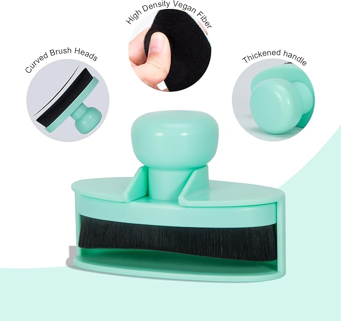 Yoseng Tire Shine Brush - Curved Brush Head & Large 3.8'' Tire Dressing Applicator with Storage Stand for Automotive Detailing, Car Enthusiasts, DIY Users,Vegan, Washable (Light Green)