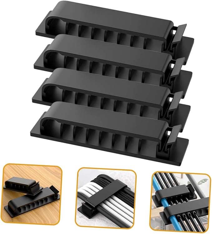 HOMSFOU 12pcs Cable Organizer Clips for Efficient Wire Management Adhesive for Home Office and Car Easy to Install Compact Design for Tidy Spaces