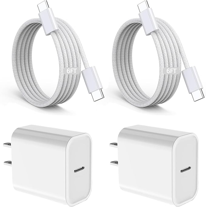 iPad Fast Charger, 2 Pack 20W USB C Charging Block Charge Adapter for Apple iPad Charger with 6FT USB C Woven Fast Charging Cable for iPad Pro 13/12.9/11inch,iPad Air 5th/4,iPad mini 6/7,i-Pad 11 A16