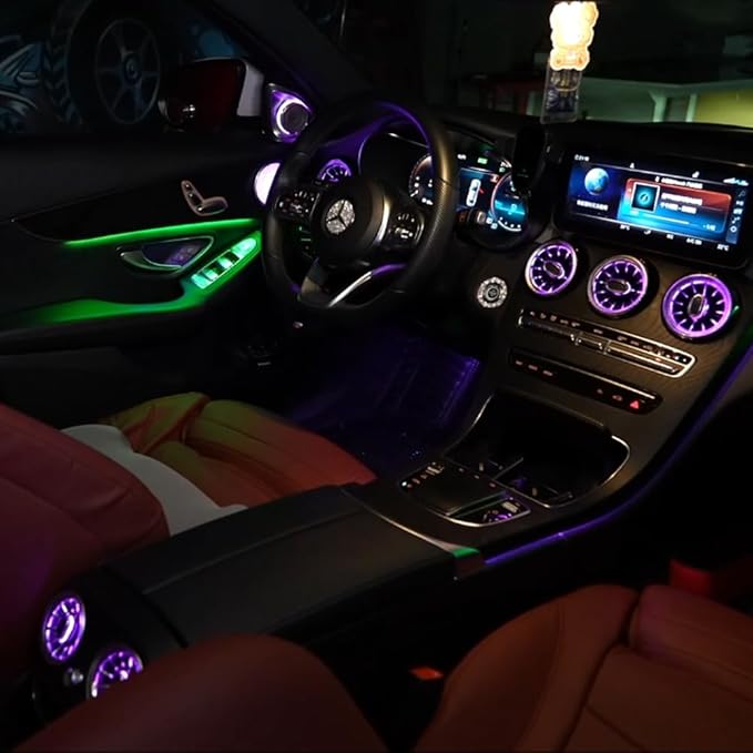 LED Interior Ambient Lighting Kit for Mercedes Benz C Class W205 2015-2021 RGB Multi-Color Interior Light (Galaxy 8 Set)