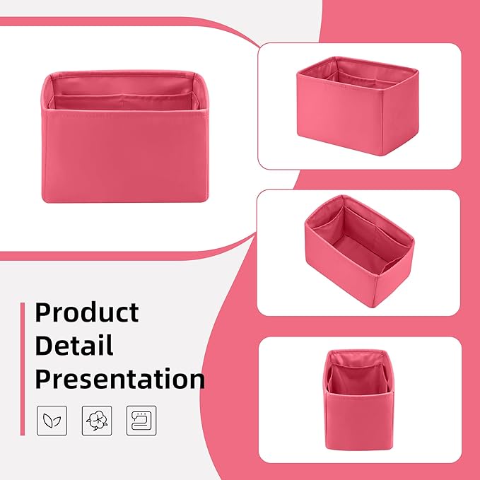 DGAZ Silk Purse Organizer Insert Fits LV Speedy 16/20/25/30/35/40/45 bags，Silky Smooth Bag Organizer，Luxury Handbag & Tote Shaper(Rose lipstick,SP45)