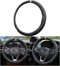 Mandark Car Steering Wheel Cover, 15 Inchs Microfiber Leather Non-Slip Vehicle Steering Wheel Protector, Breathable Auto Interior Protection Accessories, Universal for SUV Sedan Truck (Black/White)