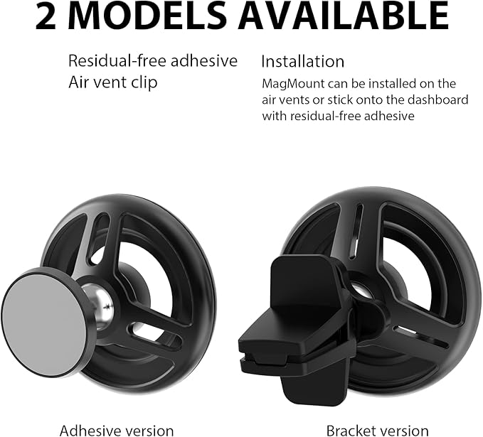 SWITCHEASY Magnetic Car Phone Holder - MagMount, Universal 360° Rotation Strong Magnet Car Phone Mount for Dashboard Compatible with Phone 15/14/13/12/11, Samsung - Bracket Type, Black