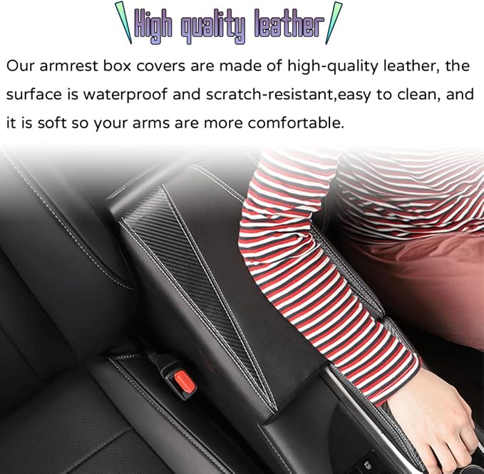 Custom Interior Accessories For Lexus RX 350 350L 450h 450hL 2015 2016-2022 PU Leather Center Console Armrest Box Cover Armrest Cushion Central Armrest Protector Pad(Black With Black Stitching)