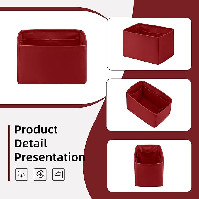 DGAZ Silk Purse Organizer Insert Fits LV Speedy 16/20/25/30/35/45 bags，Silky Smooth Bag Organizer，Luxury Handbag & Tote Shaper（Wine Red，SP20）