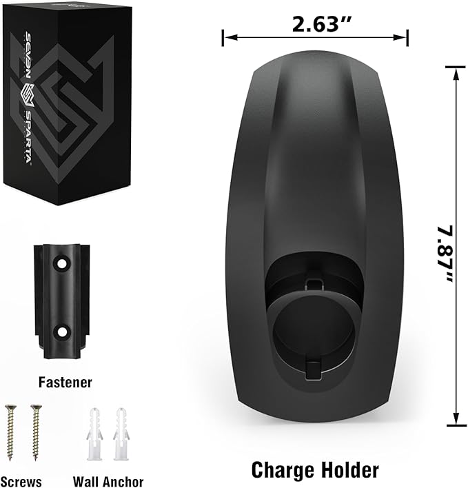 SEVEN SPARTA Charging Cable Holder with Chassis Bracket Compatible with J1772 EVs Charger Cable Organizer Car Accessories Wall Connector, Patent Approved (Black for J1772 EVs)