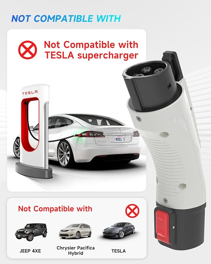EV Charger Adapter for Tesla to J1772, Up to 60A 250V, IP65, NACS to J1772 Adapter, J1772 EV Charging Adapter Compatible with Tesla Wall Connector/Tesla Destination/Mobile Charger (for J1772 EVs Only)