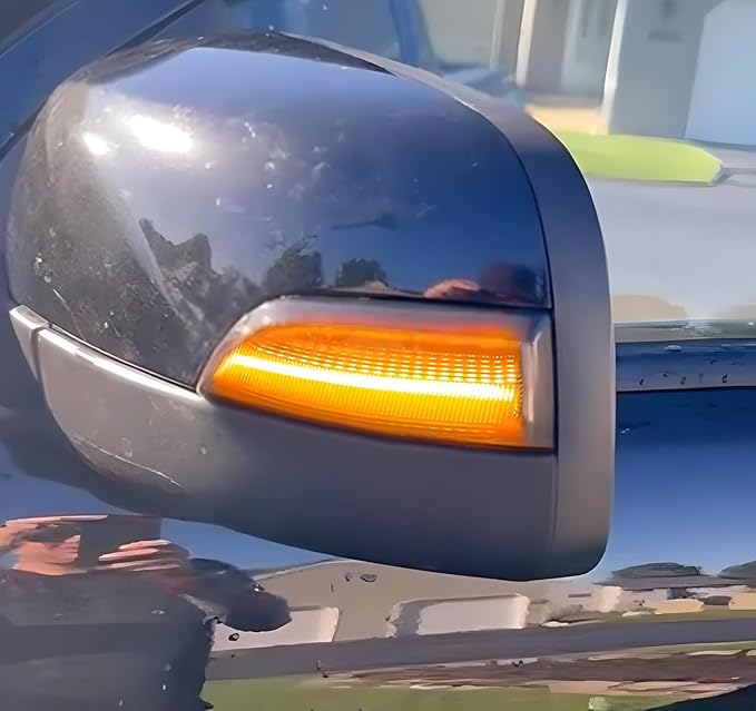 iJDMTOY Black-Out Smoked Lens Amber LED Dynamic Sequential Blink Side Mirror Turn Signal Light Assembly Kit Compatible With Ford 2019-2023 Ranger Lariat Chrome Housing ONLY
