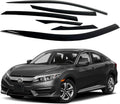 AUTOCLOVER Tape-On Rain Guards Window Visors 6 Pcs Set for Honda Civic Sedan 4dr 2016 2017 2018 2019 2020 2021 / Window Deflectors, Out-Channel Vent Shades (Smoked)