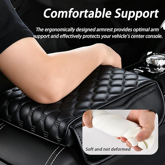 Car Center Console Cover for Genesis G80 G90 GV80 GV70 GV60 Electrified GV70, Center Console Heighten Cover, Thick Arm Rest Pad, Car Armrest Cushion with Side Storage Pocket