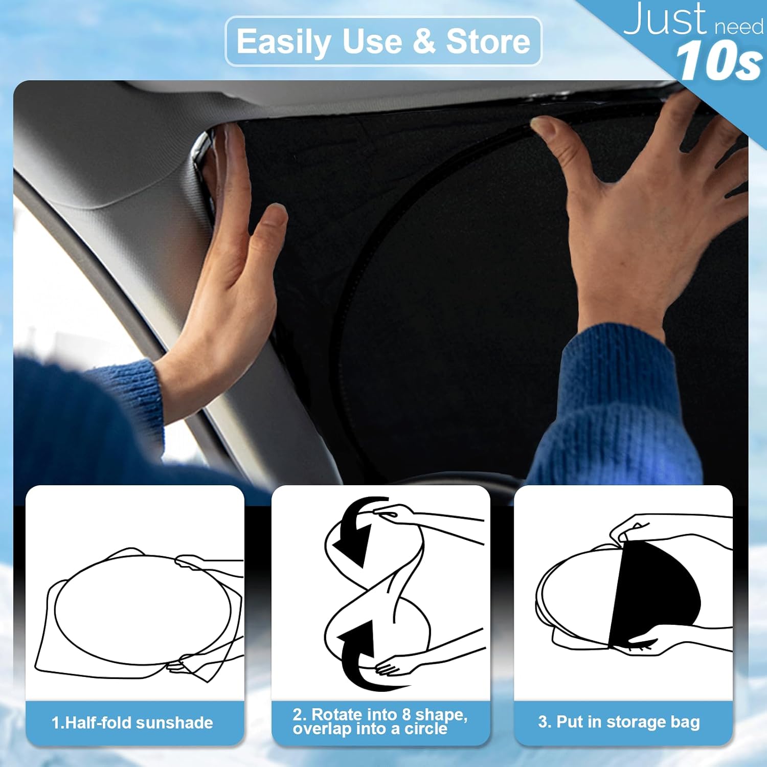 for Honda Fit 2024 Windshield Sun Shade Foldable Sunshade-for Honda Fit 2007-2022 2023 Windshield Cover 210T Reflective Front Window Protector Blocks UV Rays Sun Visor Car Accessories XXL(63" x39.4")