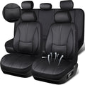 CAR PASS Nappa Leather Car Seat Covers Full Set, Water Resistant 3D Foam Faux Leather Seat Covers with Lumbar Support, Automotive Seat Covers 5 Seats Comfort & Universal Fit for Cars SUV Truck, Black