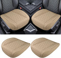 Luxury Faux Leather Car Seat Cover, Anti-Slip Waterproof Universal Front Bottom Seat Protector with Storage Pocket, Triangular Pattern Vehicle Seats Cushion for Sedans, SUVs, Trucks (2PCS&Beige)