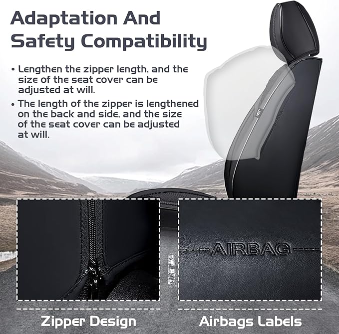 Truck Seat Covers for Ram 2500 2009-2026, Waterproof Premium Leather Full Coverage Car Seat Covers, Muscle Sport Style Auto Interior Seat Cover Sets (Full Set/Black)