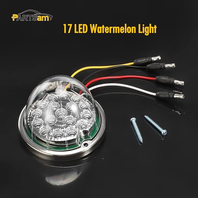 Partsam 1PCS Dual Revolution 17 LED Watermelon Light for Semi Truck, Red Stop Turn Signal and Marker to Green Auxiliary Light, Underglow Light Compatible with Freightliner Kenworth Peterbilt