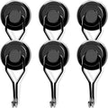 MIKEDE 110 LBS Black Magnetic Hooks, 6 Pack Swivel Swing Magnet Hooks Heavy Duty, Strong Neodymium Magnets Hanger for Hanging, Grill, Cruise Cabins - 32mm(1.26in) in Diameter