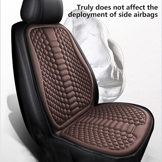 Car Seat Cushion Front Seat, Breathable Lumbar Support Car Seat Cushion for Long Sitting, Non-Slip Car Seat Pad (Coffee)