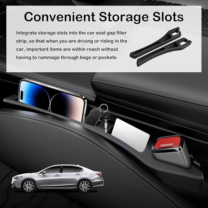 2PCS Upgraded Car Seat Gap Filler Organizer with Phone Holder,2 in 1 Car in Between Cars Seat Catcher for Filling Gaps,Versatile Cars Gap Seats Filler as Under Seats Storage