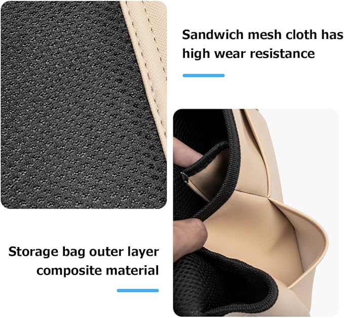 Car Seat Back Organizer, Multipurpose Leather Vehicle Backseat Hanging Bag Holder with Pockets, Large Capacity Automotive Interior Storage Box Accessories, Universal Fit (Brown Red)