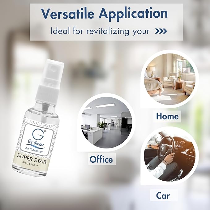 G's Breeze Super Star Air Freshener - Essence of Star-Studded Glamor - Transform Any Space with Vibrant Energy and Invigorating Fragrance – Ideal for Home, Car & Office – Long-Lasting Freshness Aroma