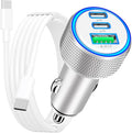 [Apple MFi Certified] iPhone 17 Car Charger, Rombica 3-Port 67W Dual USB-C&USB-A Car Power Cigarette Lighter PD/QC Type-C Fast Car Charger with Type-C Cable for iPhone 17/17 Pro Max/16 Pro/15 Pro/iPad