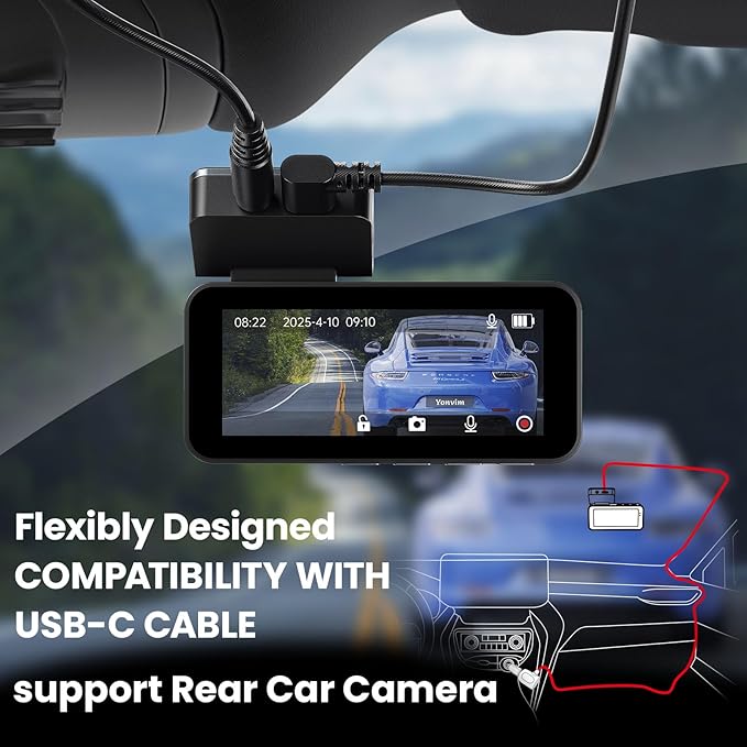 2.5K Dash Cam Front and Rear with 64GB Card, Car Camera WiFi & GPS, 3.39" IPS Screen, WDR Night Vision, Parking Monitor, G-Sensor Dash Camera